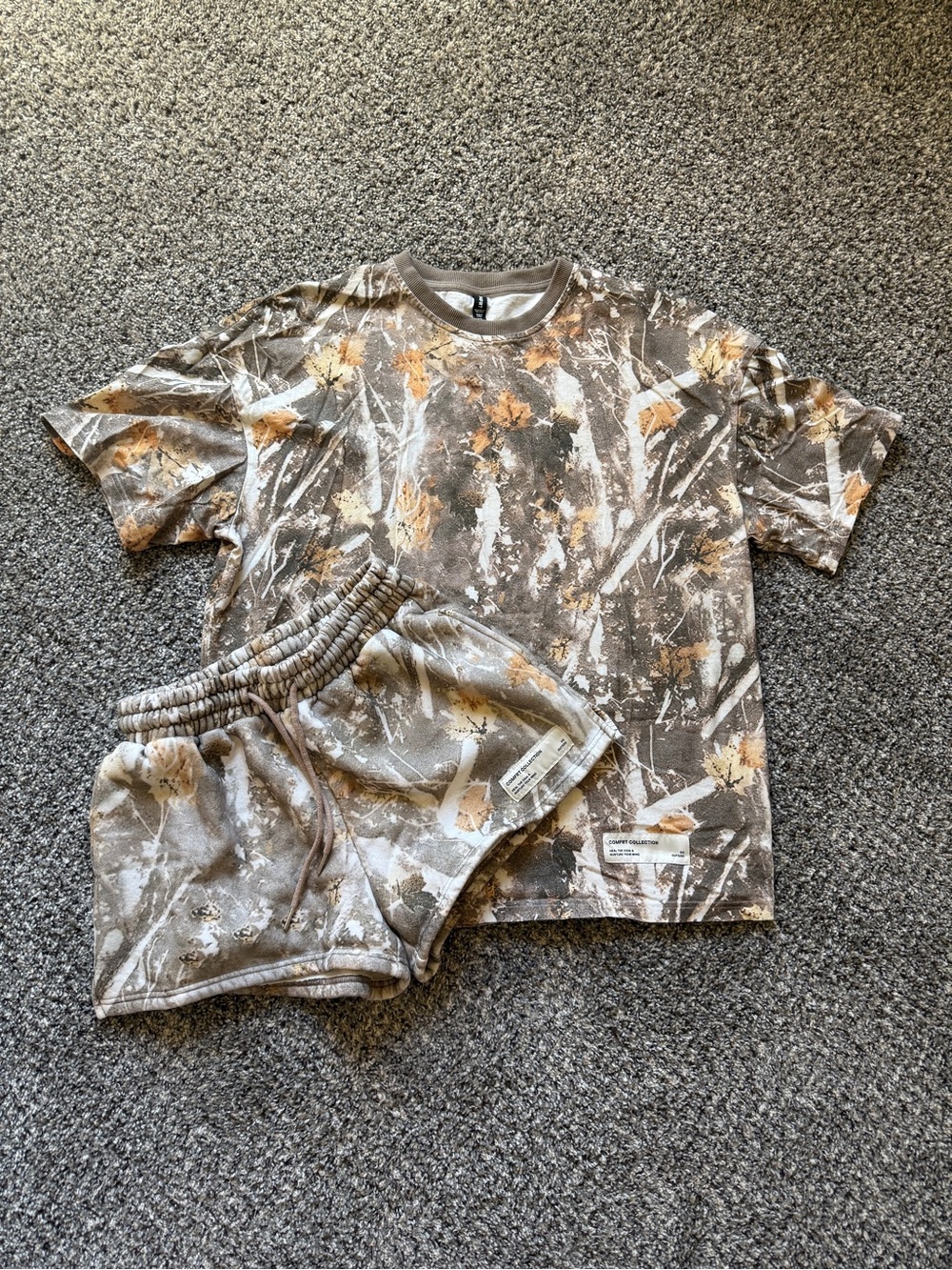 Kids Tie-Dye Style Short Pajama Set - Gray & Tan